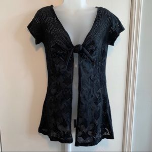 Stars and Mesh Tie Front Top